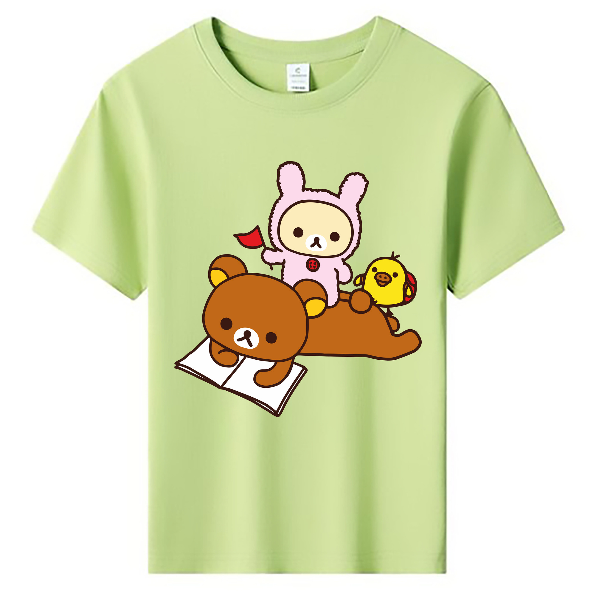 （画像用） リラックマ リラックマ キイロイトリ Rilakkuma Korilakkuma Kiiroitori 綿100％キッズTシャツ（フロントプリント）